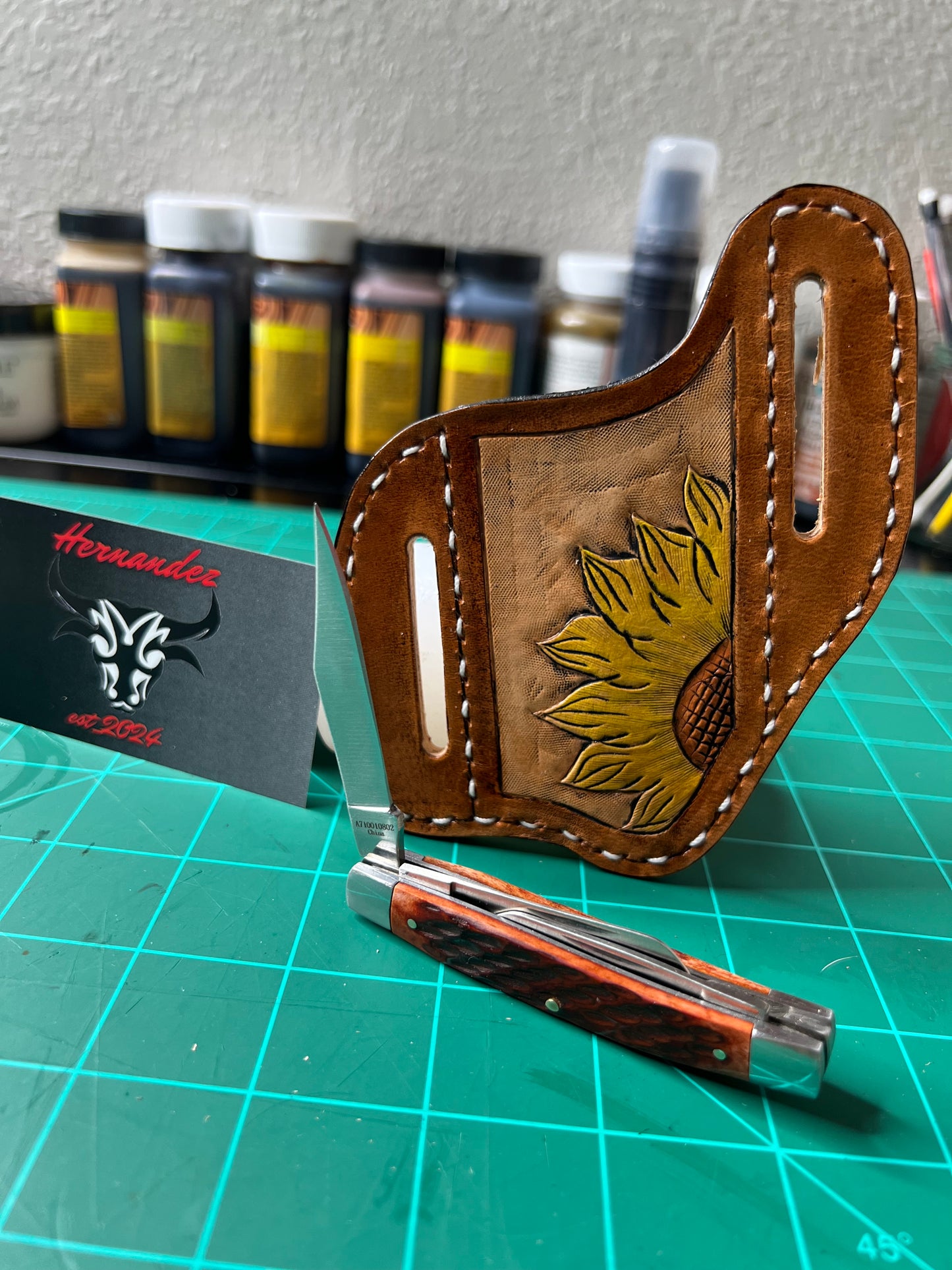 Leather Custom Knife Sheath girasol